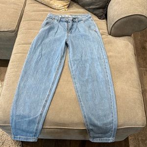 80’s style pleated baggy jeans. Medium wash purchased from target for 80’s dance